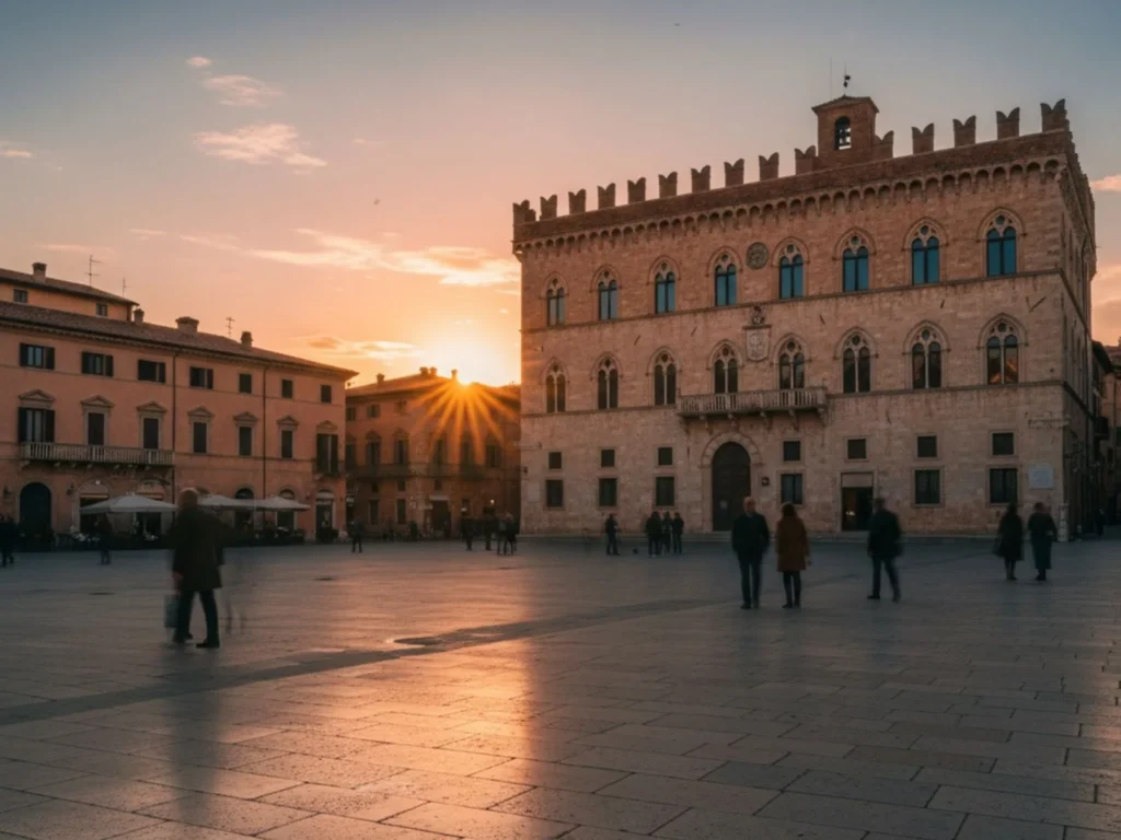 Piazza del Popolo ad Ascoli Piceno, centro storico della città servita dagli interventi di rifacimento tetti